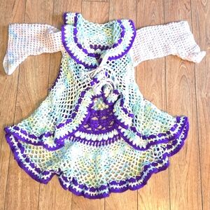 Handmade Crocheted Child's Cardigan,  Rainbow of Colors